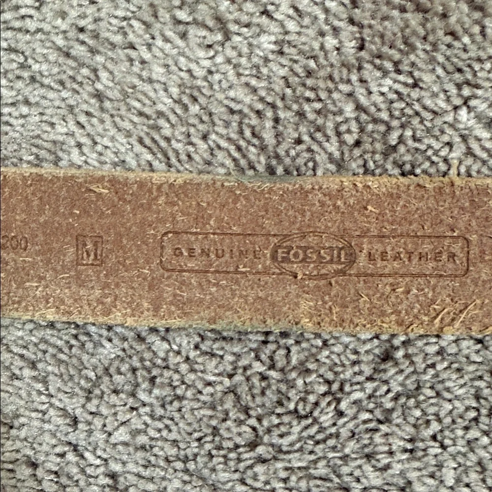 Fossil Brown Leather Belt with Circular Faux Diamond Buckle Size Medium